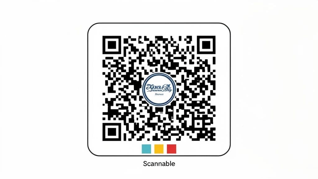 A scannable QR code featuring a central logo for 'Keva Season Sky Bureau', set against a clean white background.