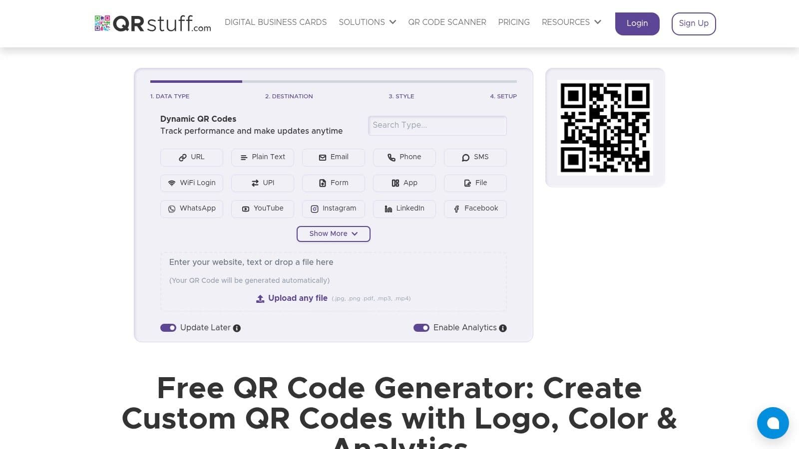 QRStuff's straightforward QR code generation interface.